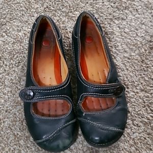 Clarks Unstructured Women's Mary Jane Loafers Shoes Size 8.5 Leather Black